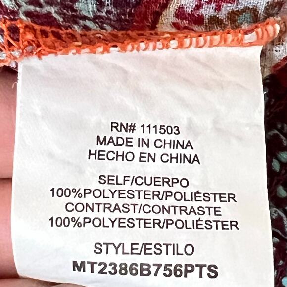 Anthropologie twine & string boho cropped floral blouse 3/4 sleeve western rodeo - Picture 8 of 9